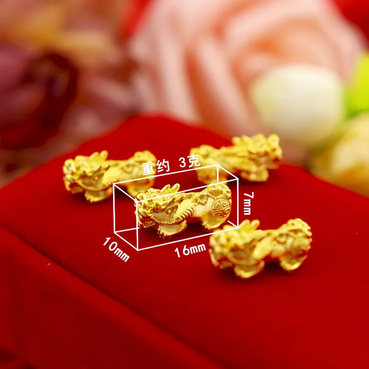 9999 Real Gold 24K Gold Jewelry, Cross-cutting Gold Version Mini Xiaocai Pixiu Accessories Handmade DIY Small Pixiu