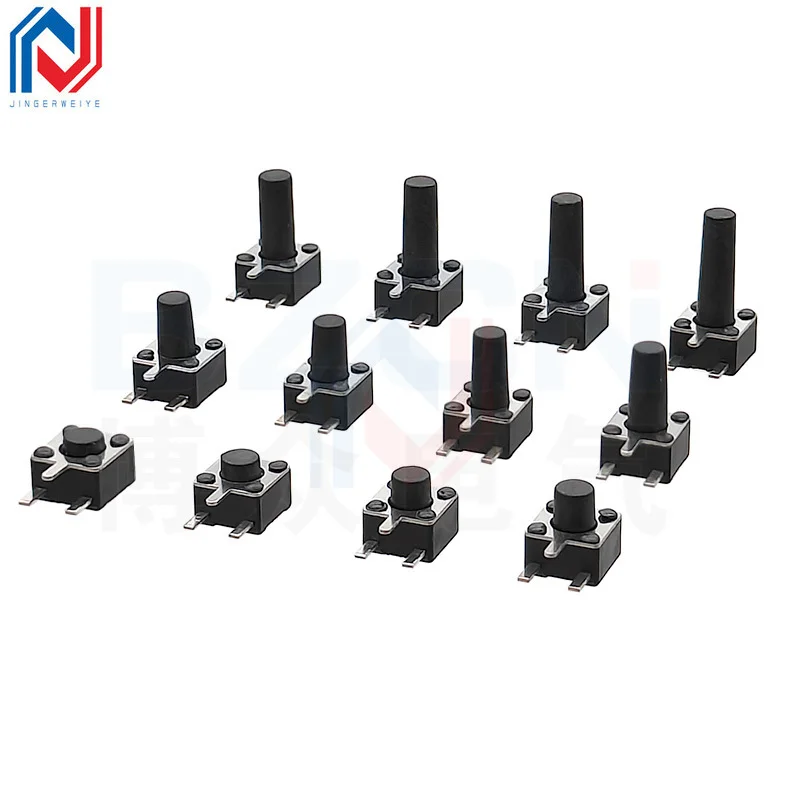 20pcs Size 4.5X4.5mm Touch Switch 4.5*4.5*3.5-10mm Side Three-Leg Dip Side Plug Horizontal Button PCB Panel Keypad Button Switch