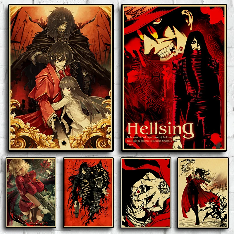 Vintage Anime Figure OVA Hellsing Ultimate Poster Aesthetics The Dawn Home Canvas Print For Wall Art Mural Kawaii Room Decor