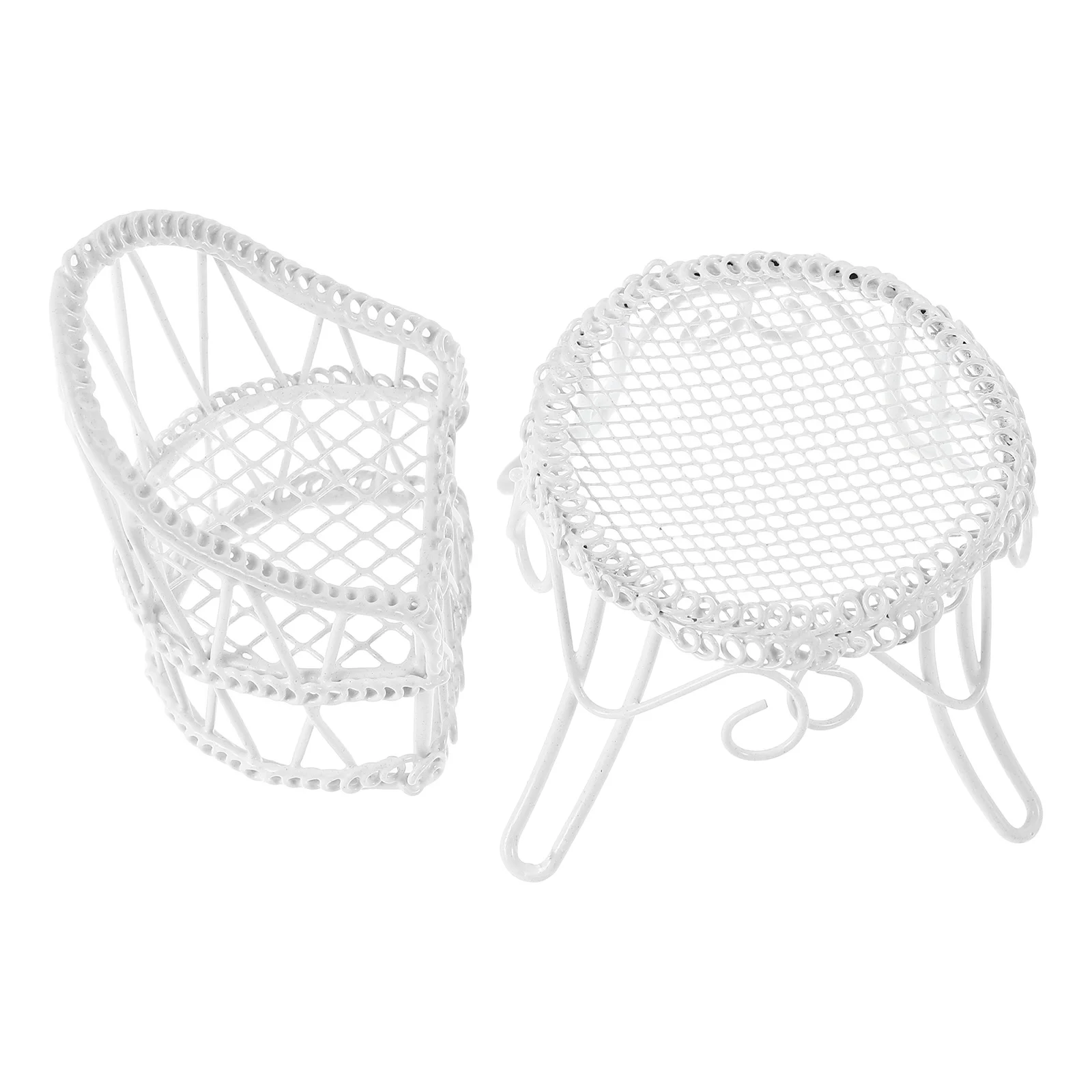 

Mini Table Chair Set Miniature Dollhouse Garden Furniture Home Decor Kitchen Bedroom Toy Landscape Ornament Exquisite Tiny Set
