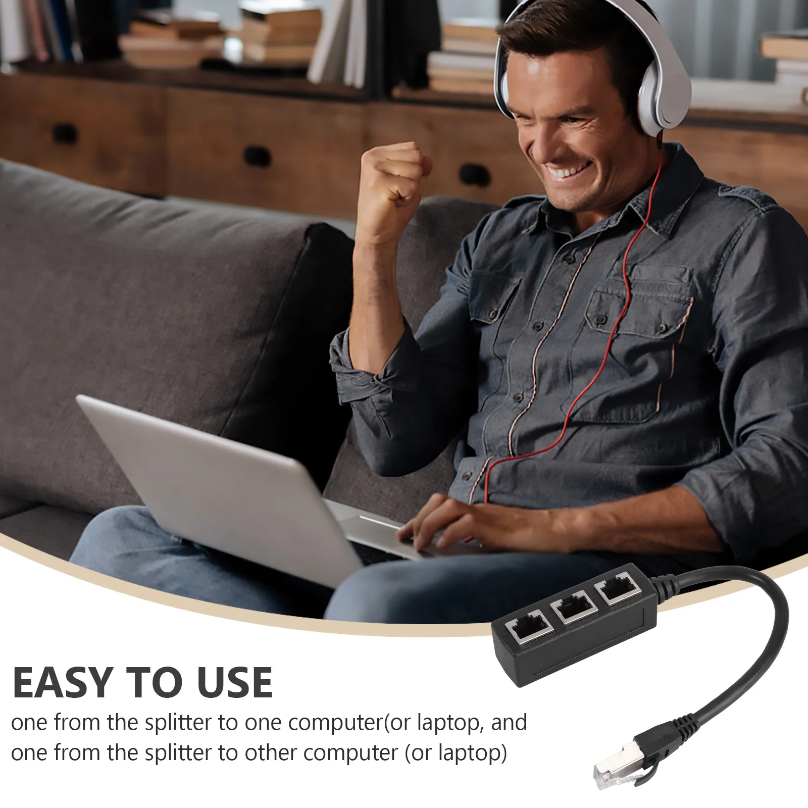 

Ethernet Cable Adapter Splitter 1 Male to 3 Female Port LAN Network Plug 3 in 1 Adapter NetWork Accessories Splitter (Black