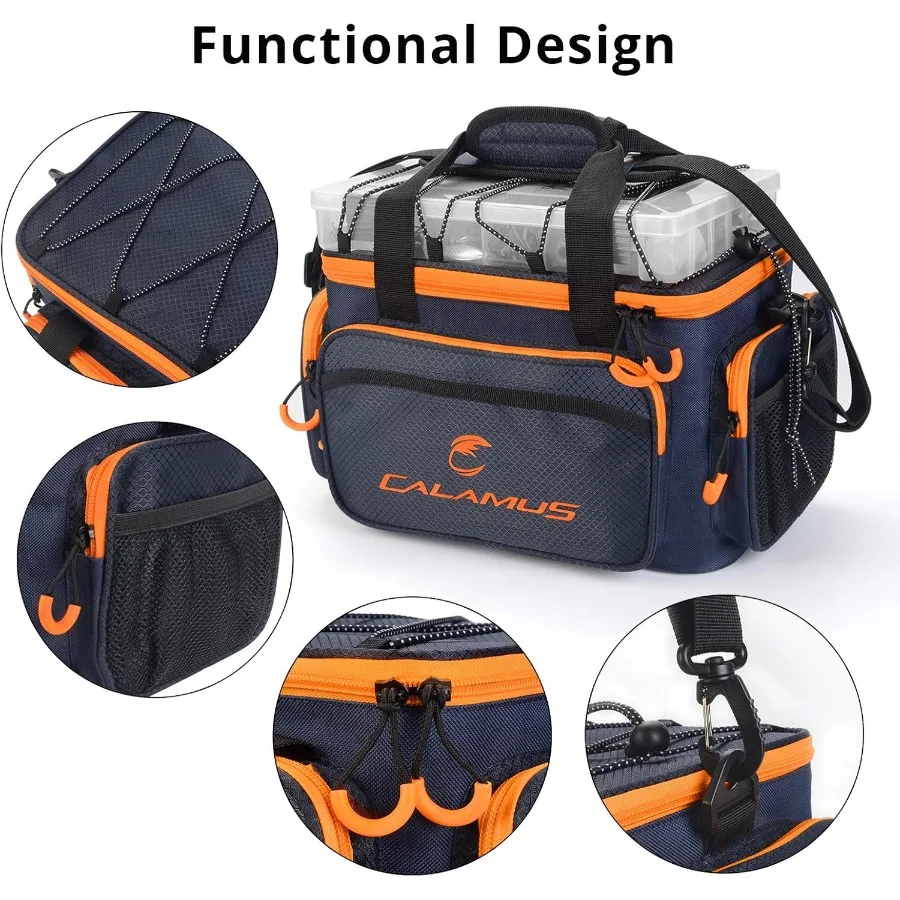 海水と淡水の釣り用の釣り道具バッグ 耐久性のあるリップストップPE素材、パッド入りショルダーストラップと専用のP付き