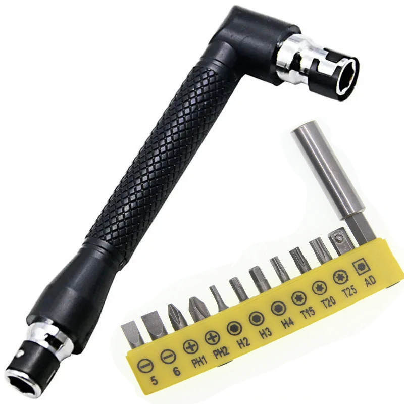 L-Shaped Double Head Screwdriver Utility Mini Socket Wrench 1/4\