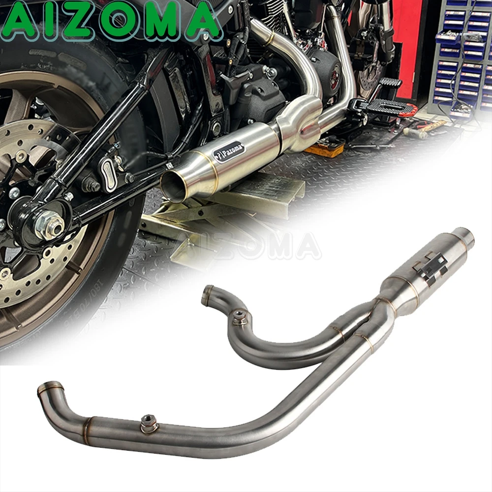 

304 Stainless Steel Motorcycle Pipe 2 into 1 Exhaust System Modified Muffler Escape For Harley Softail Low Rider S ST Standard