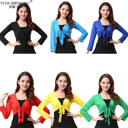 Imagen 1 del producto Camisa de danza del vientre para mujer, Top envolvente de danza del vientre Tribal, Bollywood de la India, chal de manga larga, ropa de actuación de baile