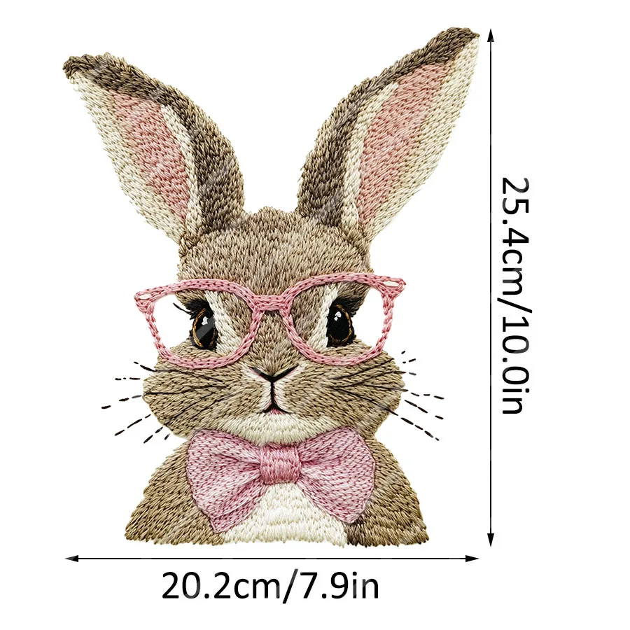 Faux Embroidery Retro Easter Bunny DIY Iron-On Heat Transfer Sticker Decal T-shirts Sweatshirts Bag Clothing Fabric Party Decor