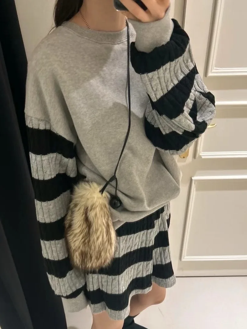 Conjunto de Moda Fena Estilo Casual de Primavera com Mole de Manga Longa t e orts de Cintura Alta