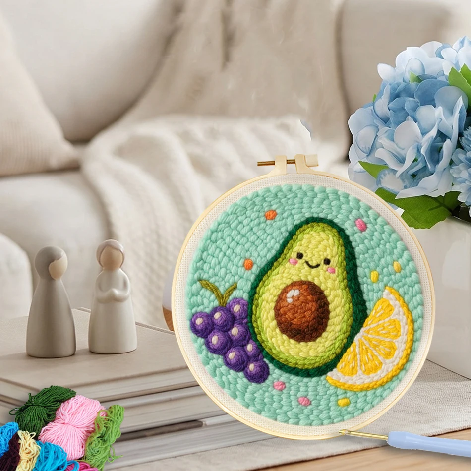 GATYZTORY punch needle embroidery package Food Wall art Tufting embroidery and creativity crafts supplies adults Yarn Home Decor view 2