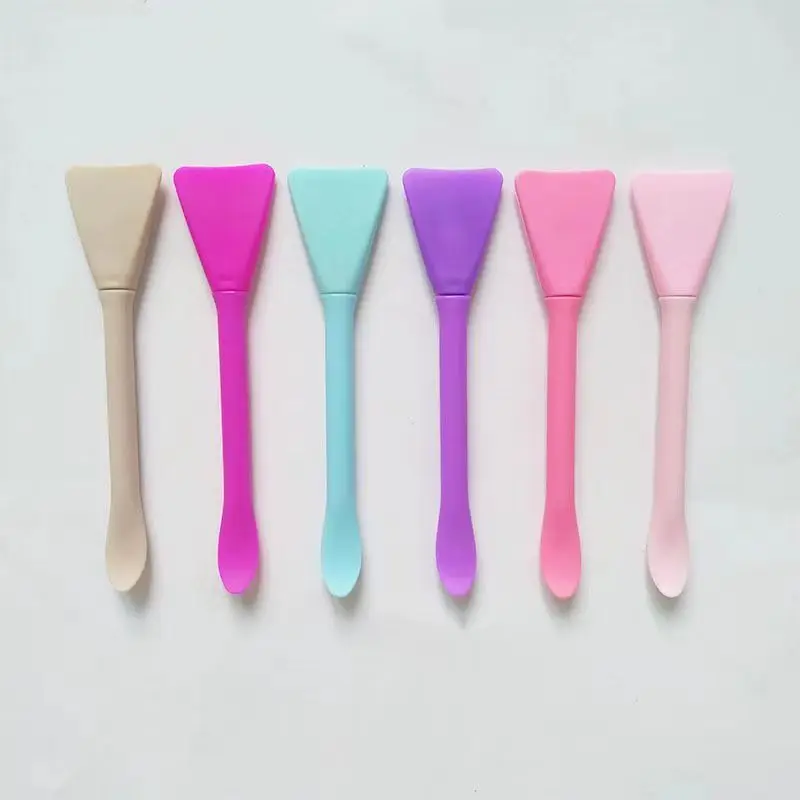 Double Head Dual-use Facial Mask Brush for Mask Stick with Scoop Apply Mud Film Facial Mask Brushes Silicone Facial Beauty Tools
