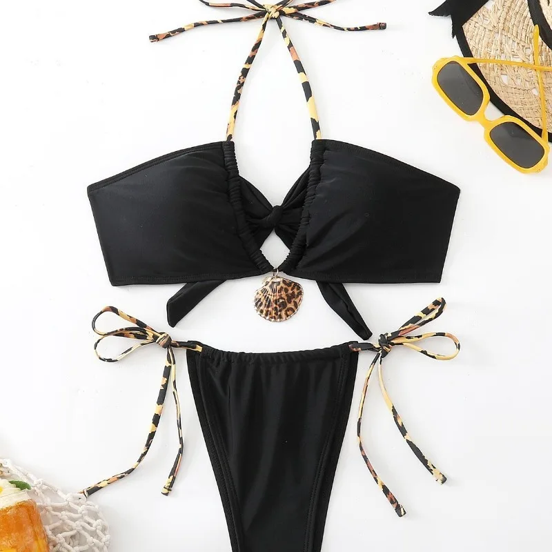 2026 New Deep V Backless Bikini Set Tie Knot High Waist Push Up Swimwear For Beach Pool Holiday Wear
