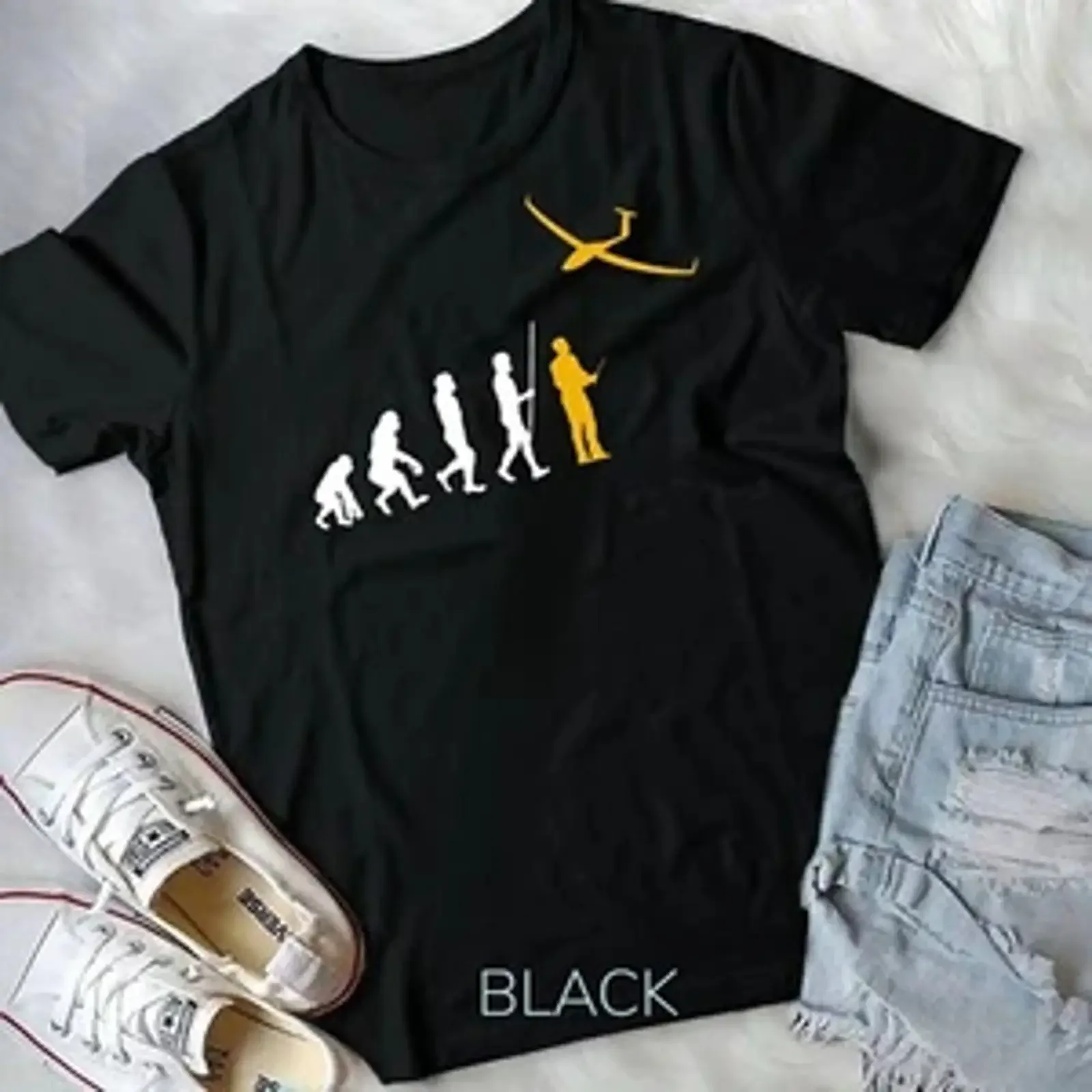 T-shirt vintage délavé pour pilote d'avion planeur, modèle Evolution RC, pour un usage quotidien, décontracté et confortable