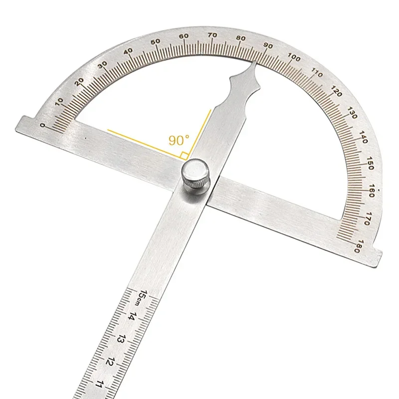 1Piece 180 Degree Adjustable Protractor Stainless Steel Angle Gauge 0-100mm/140mm/150mm Round Head Caliper Measuring Ruler