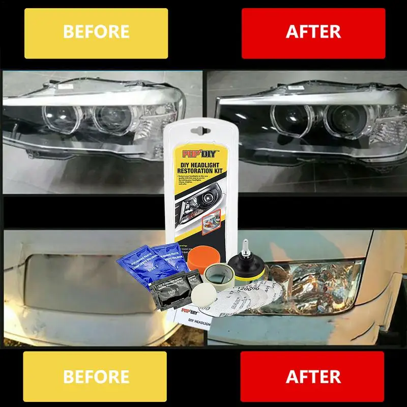 Car Headlight Repair Fluid Kit Scratch Remover Repair Fluid Kit Headlight Renewal Light Lens Polisher Cleaning Paste Brightener