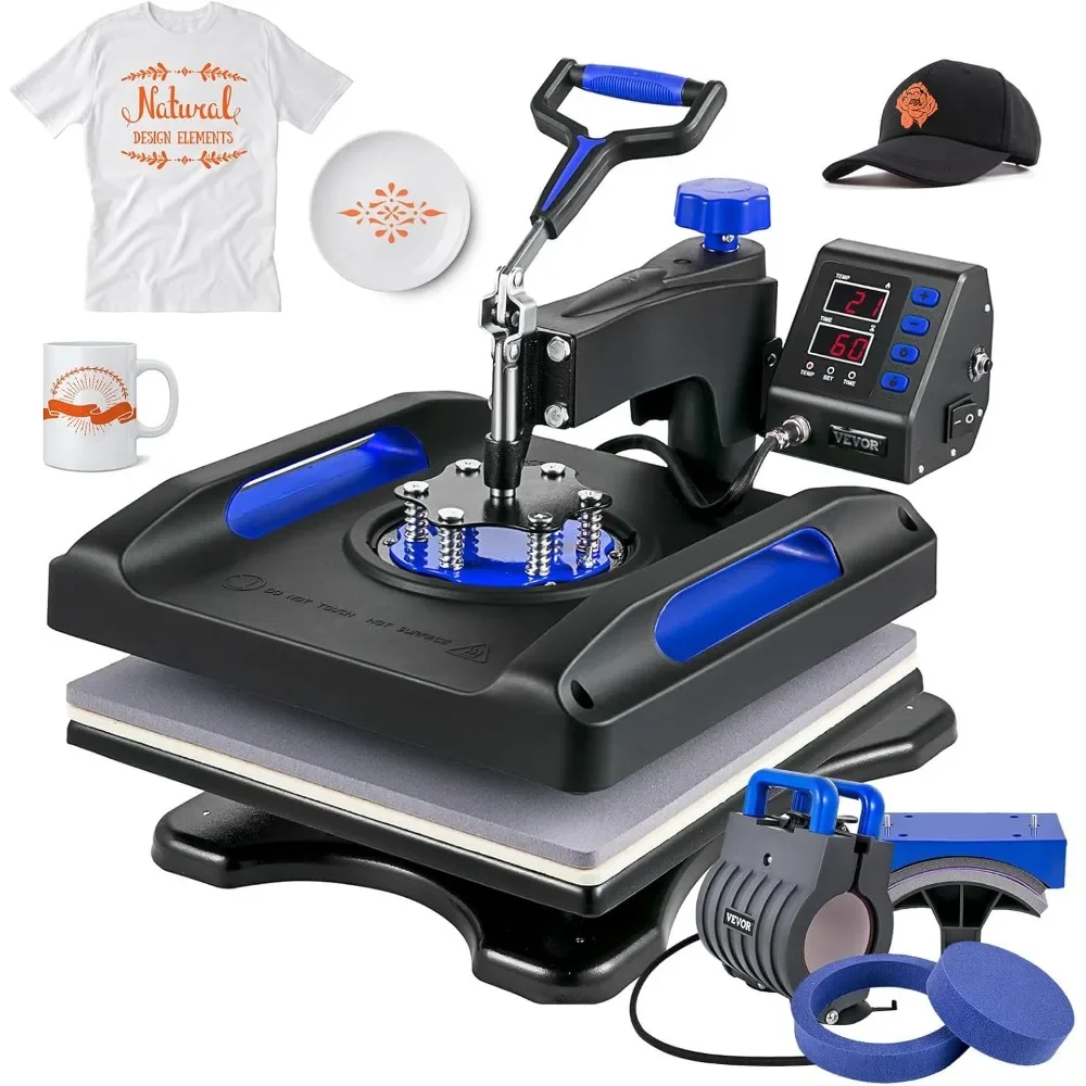 VEVOR Heat Press, 12 X 15inches 800W Heat Press Machine, Sublimation 5 in 1 Combo Sublimation Transfer,Dual Digital Heat Press