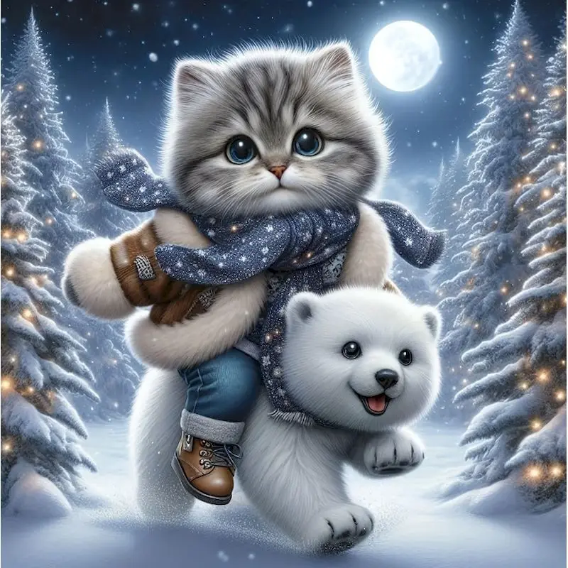 

PhotoCustom Diamond Embroidery Penguin Animal DIY Painting Winter Suitable For Beginners Craft Kit Mosaic Christmas Gifts