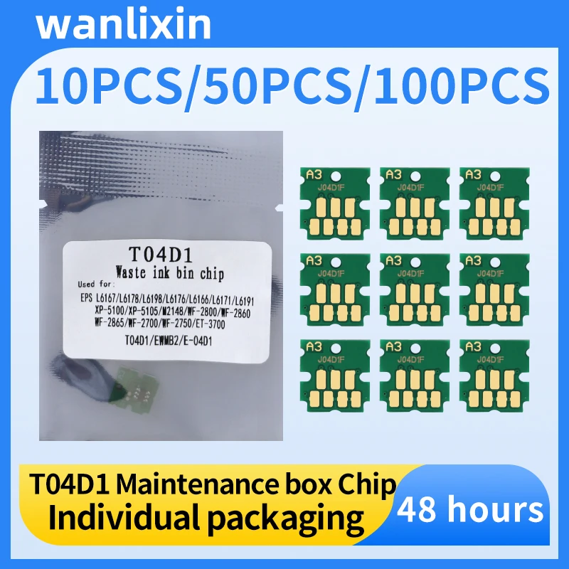 10-100PCS T04D1 Maintenance Box Chip for Epson M2170 M1170 L6260 LC6270 L6290 L6490 L6161 L6490 L14150 L6270 L11050 L14158 Chip