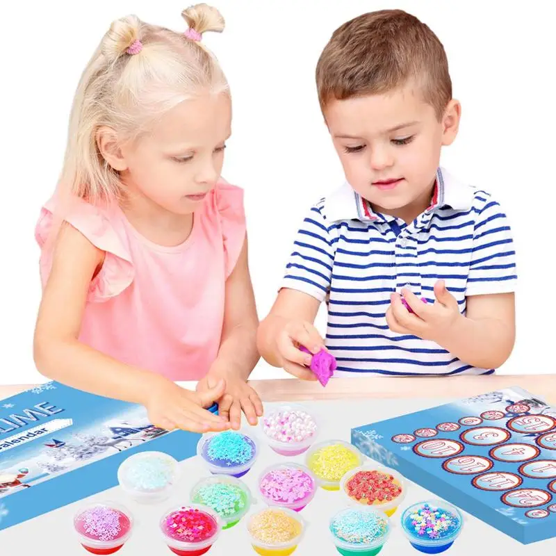 

24 Days Fun Slime Kit DIY Slime Countdown Advent Clendar Christmas Sensory Toys Aromatherapy Pressure Soft Clay Decor Kids Party