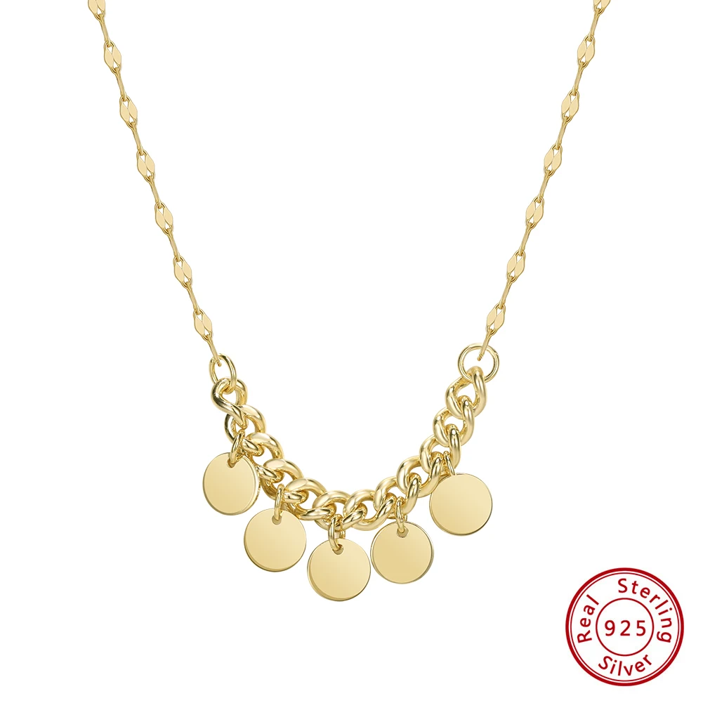 

Kiss Mandy Fashion 925 Sterling Silver Round Pendants Necklace Temperament Clavicle Chain For Women Party Jewelry Gift BQN23