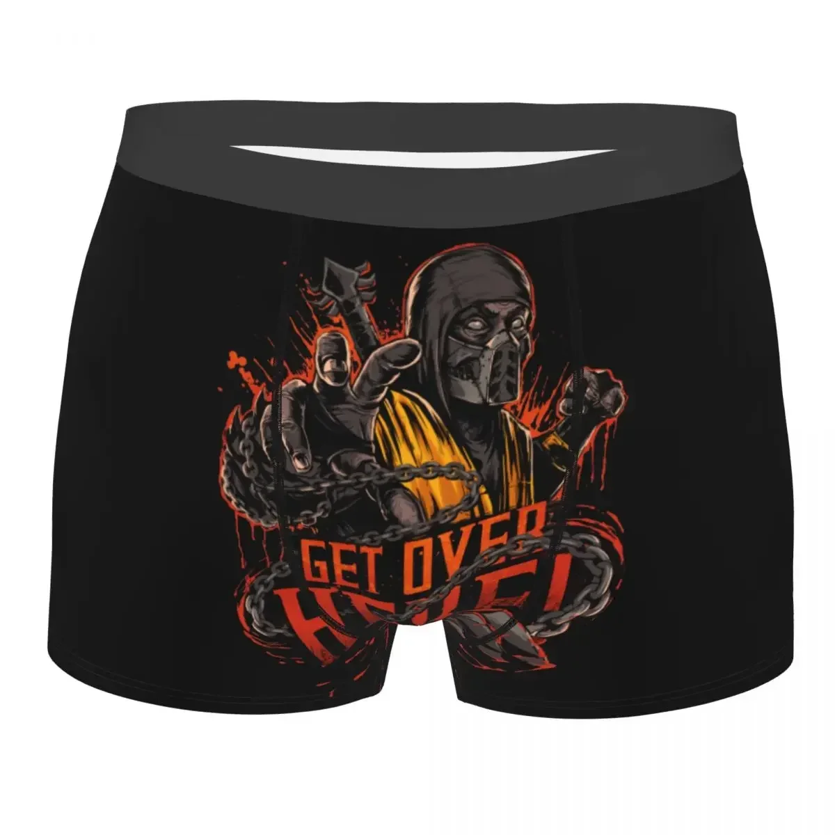 Men's Boxer Shorts Panties Scorpion Get Over Here Mortal Kombat 11 Popular Fighting Game Soft Underwear Homme Underpants