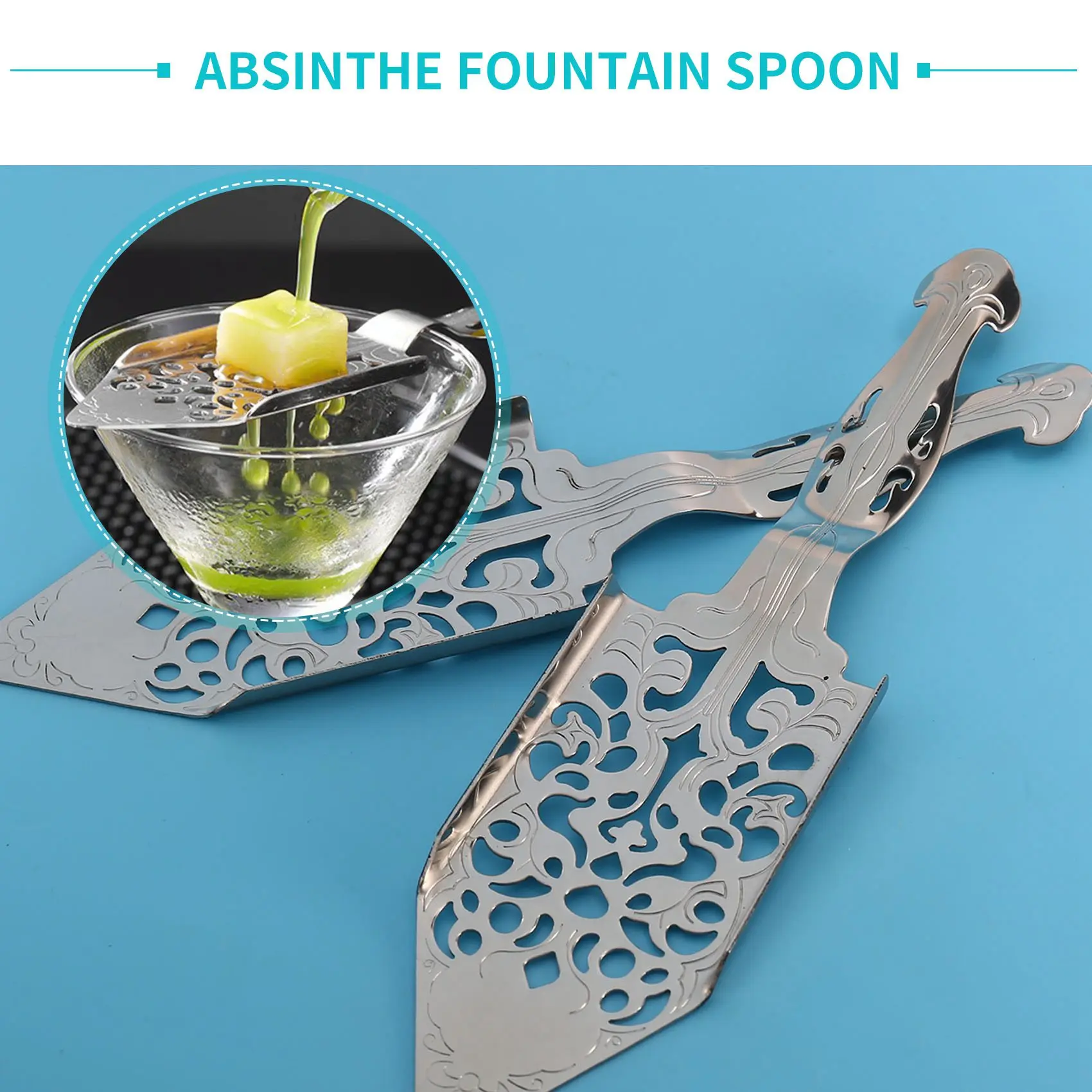 New 2 Pieces Absinthe Spoons, Stainless Steel Absinthe Cocktails Spoon Making Kit Gothic Absinthe Fountain Spoon Dripper