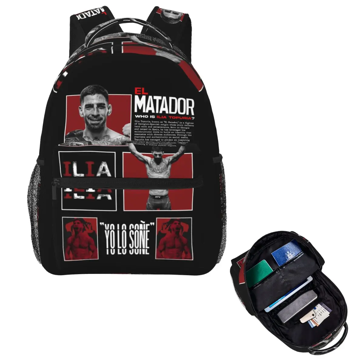 El Matador Ilia Topuria Merch Student Backpack School Bag Hiking Travel Daypack for Men Women Fashion Bookbag Shoulder Bags