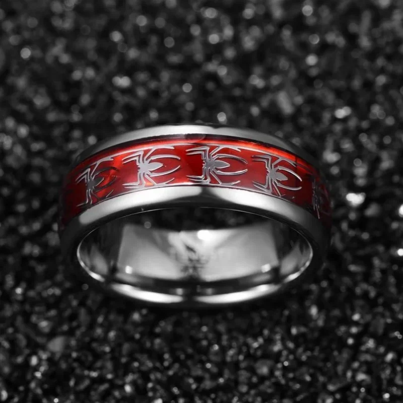 Personalized Red Tungsten Carbide Couple Wedding Ring