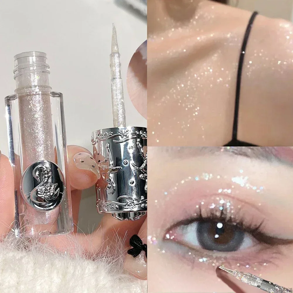 5-kleuren glitter vloeibare oogschaduw markeerstift waterdichte parelmoer glanzende oogschaduw pailletten liggende zijderups make-up cosmetische