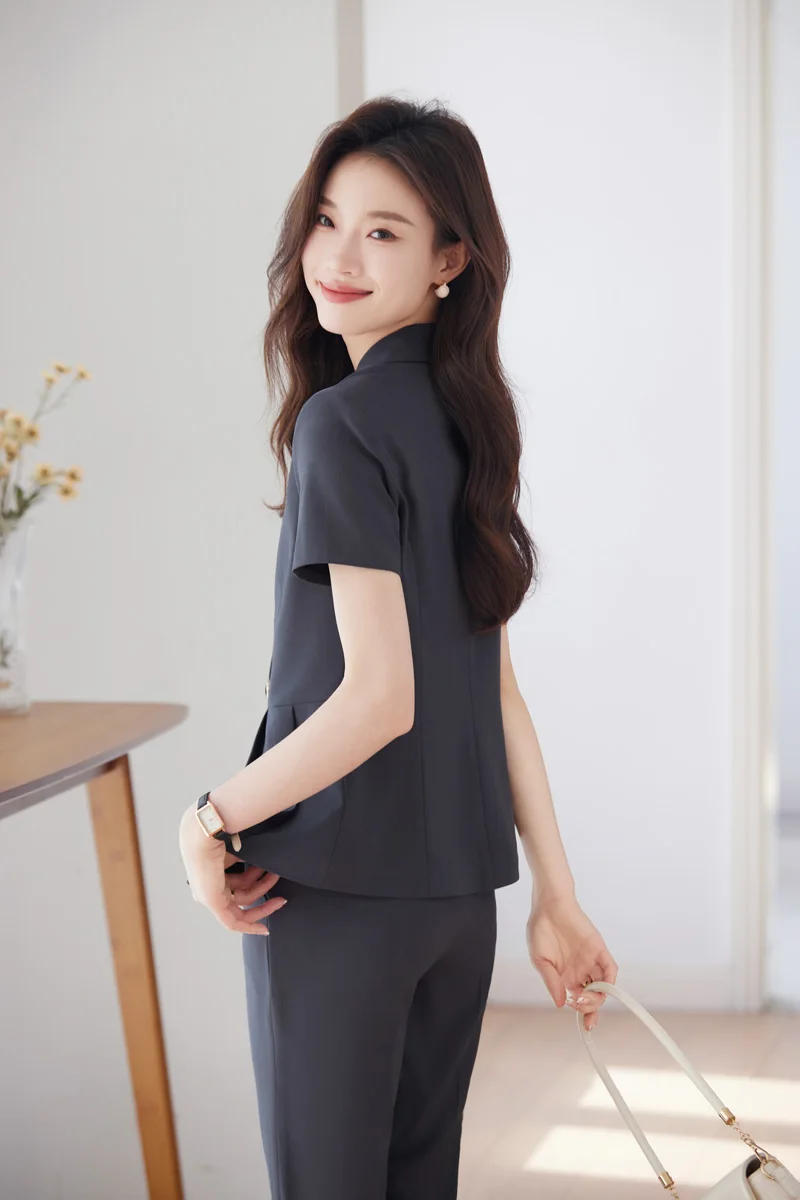 AIyssa-Professional Short-Sleeved Suit for Women, Fashionable Pants, High Quality, Spring and Summer, Show Elegant, New