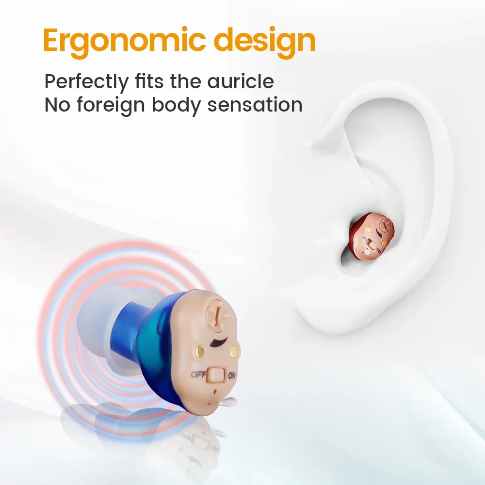 Elderly Hearing Aid Rechargeable ITE Deaf The Listening Device Mini Wireless Sound Amplifier Invisible Hearing Aids Headphones