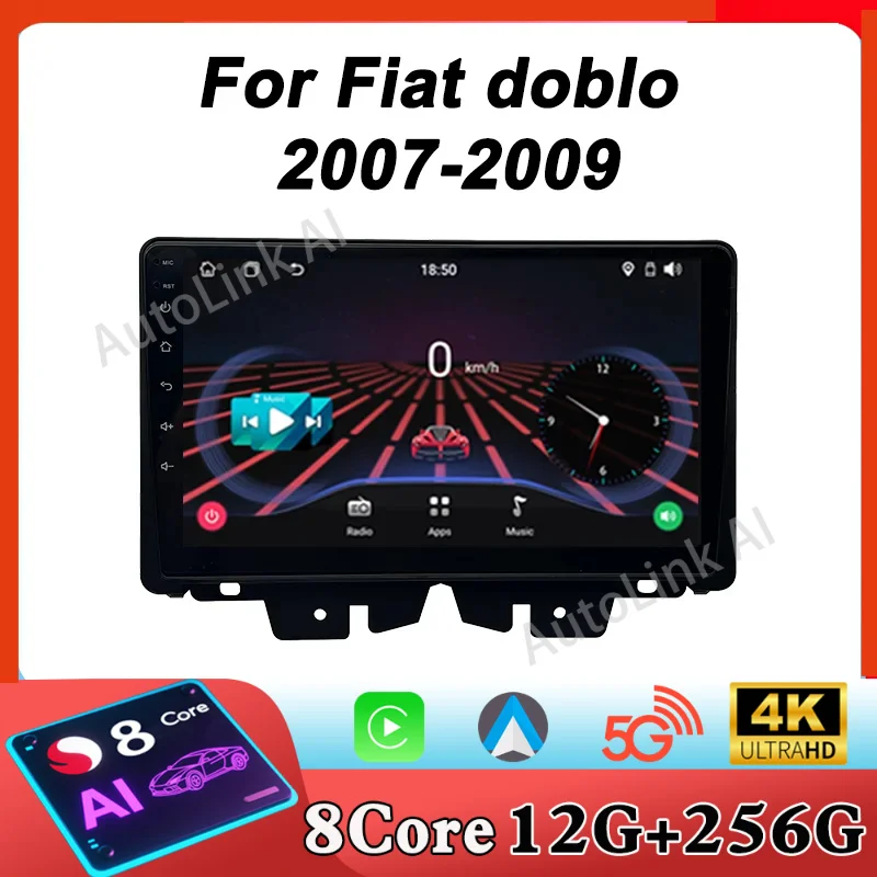 

Android Auto Car Radio Player Car Screen For Fiat doblo 2007 - 2009 Autoradio Touch Screen Navigation GPS BT 8 Core RDS 5G Wifi