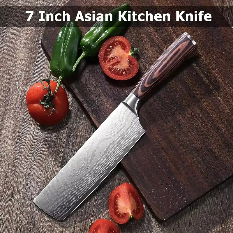 Small Vegetable Knife Damascus Laser Pattern Chef's Knife Kitchen Vegetable Multi-Purpose Meat Cleaver Gift