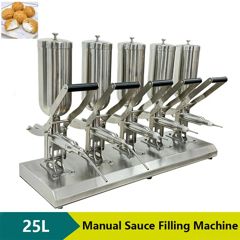 5L *5 Stainless Steel Manual Puff Cream Butter Bread Injection Filling Machine Churros Filling Machines