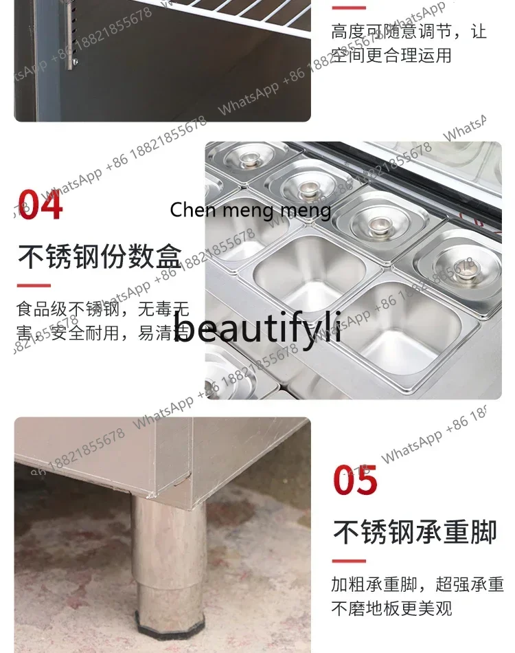 AB02 محطة تسلق البيتزا المبردة بالهواء التجارية محطة سلطة مسحوق الثلج سلطة الفاكهة المبردة عرض خزانة التشغيل T