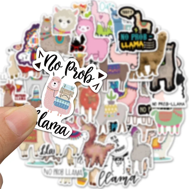 Pegatinas de dibujos animados para niños, calcomanías impermeables de animales de oveja, Camel, Llama, Alpaca, 50 piezas