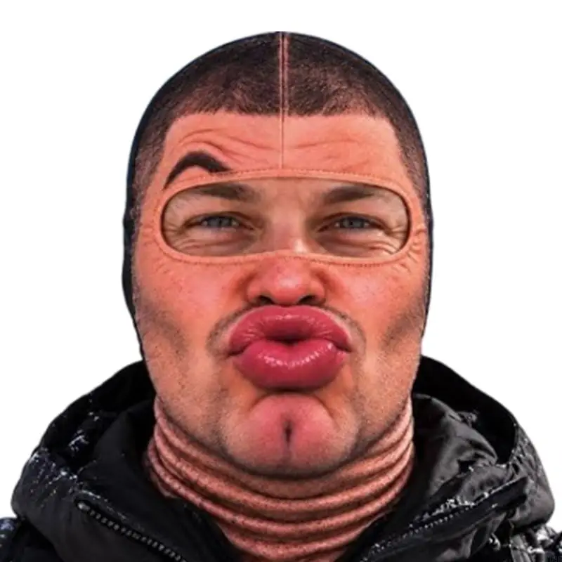 Realistic Printed Face Mask Balaclava, Pull-On Head and Face Covering for Costume Play, Winter Outings, and Creative Photos Y08E