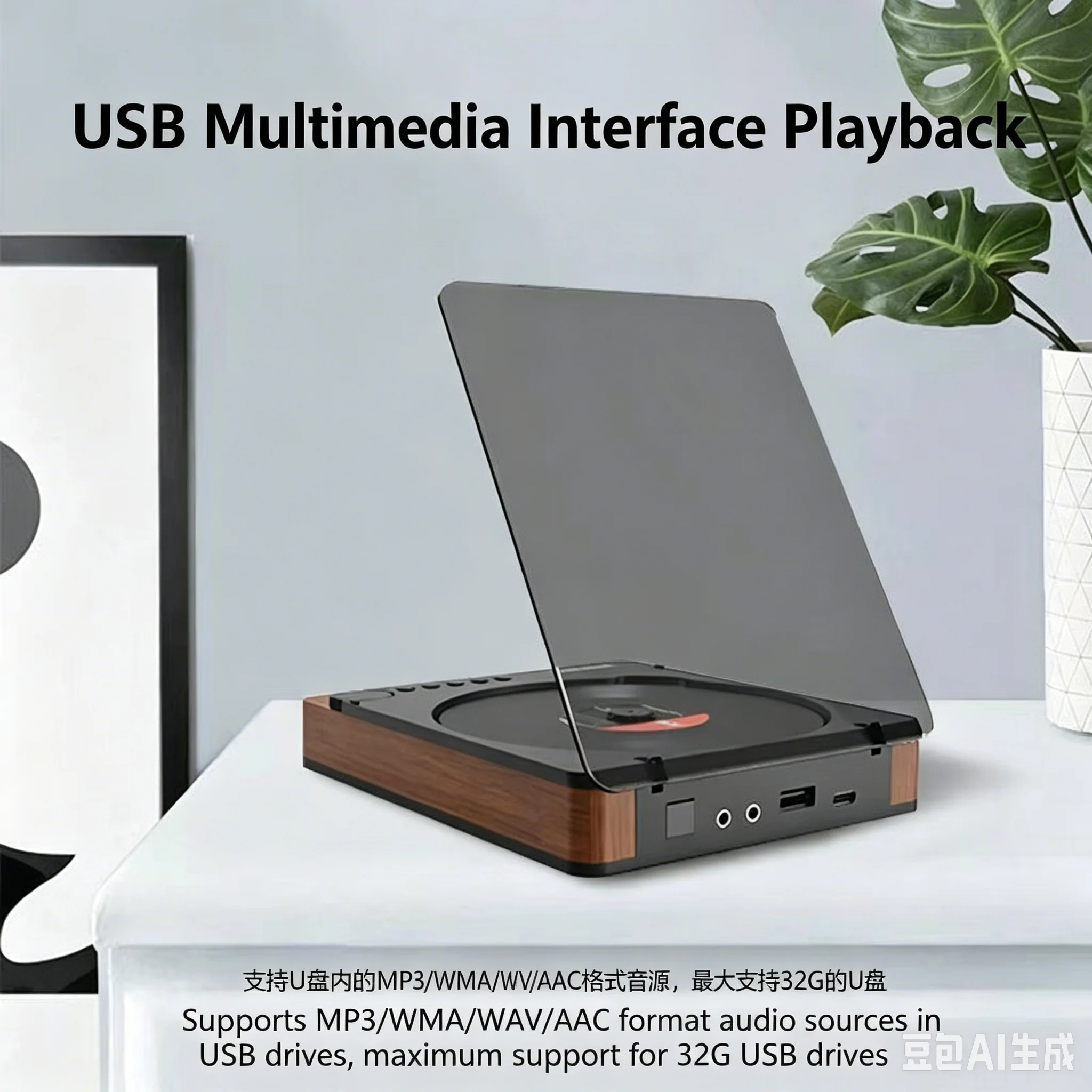 Audiophile Grade CD Player, Retro Style Optical Disc Player, Bluetooth Sound System for Home Music Playback
