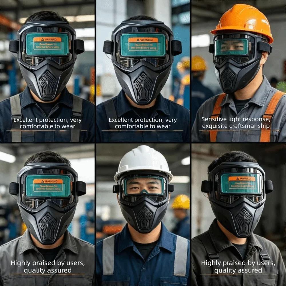 Face Protector Auto Darkening Welding Helmet Detachable Impact Resistant Welder Mask Large View Head-mounted Welding Face Shield