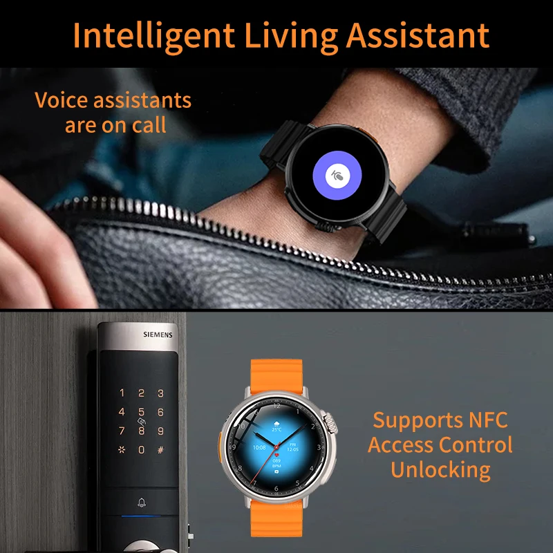 LIGE NFC męski inteligentny zegarek damski asystent głosowy sportowa bransoletka fitness połączenie Bluetooth Reloj Hombre ciśnienie krwi męski