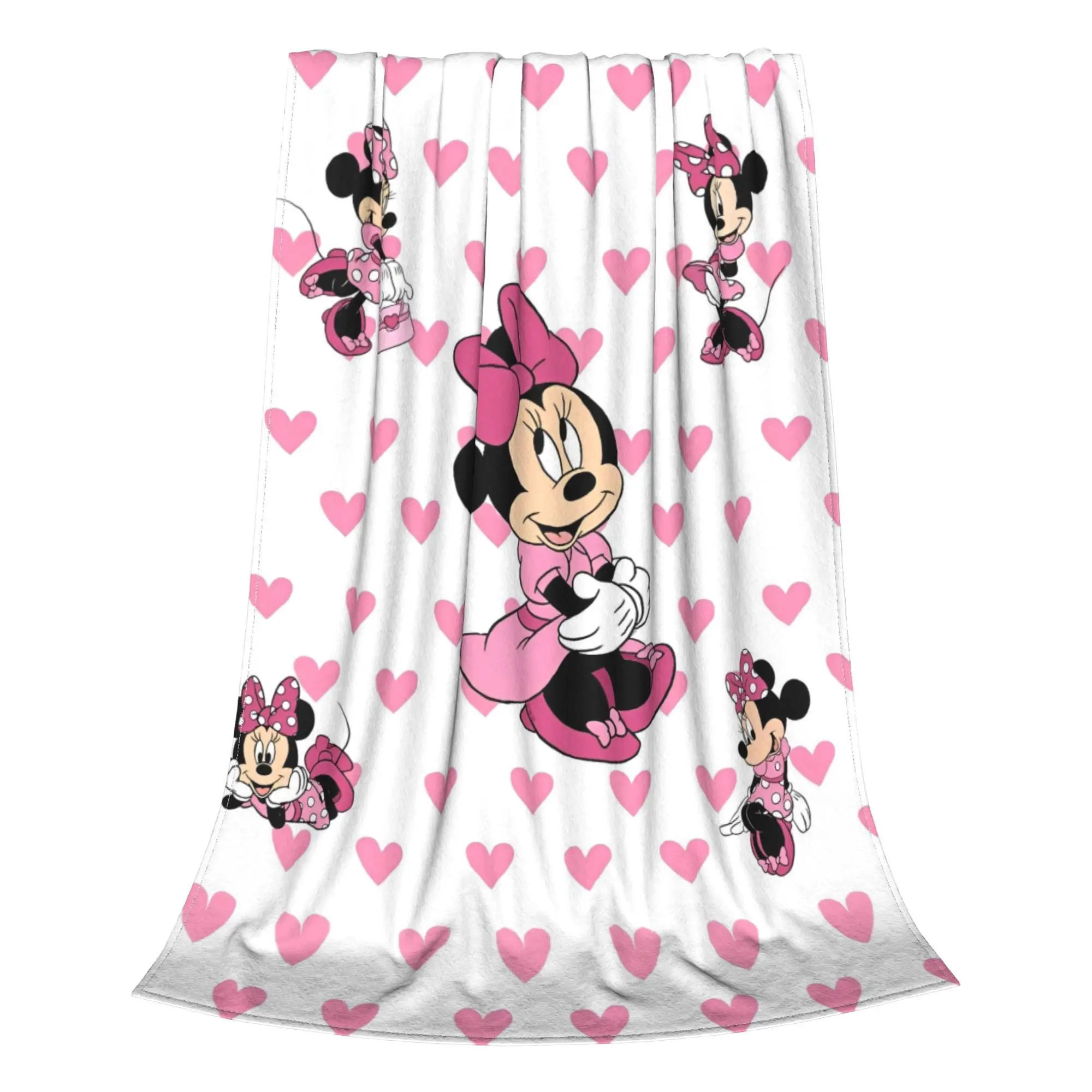 Manta de lana con estampado de dibujos animados para el hogar, edredón fino de felpa, supercálido, transpirable, color rosa, Minnie, Mickey Mouse