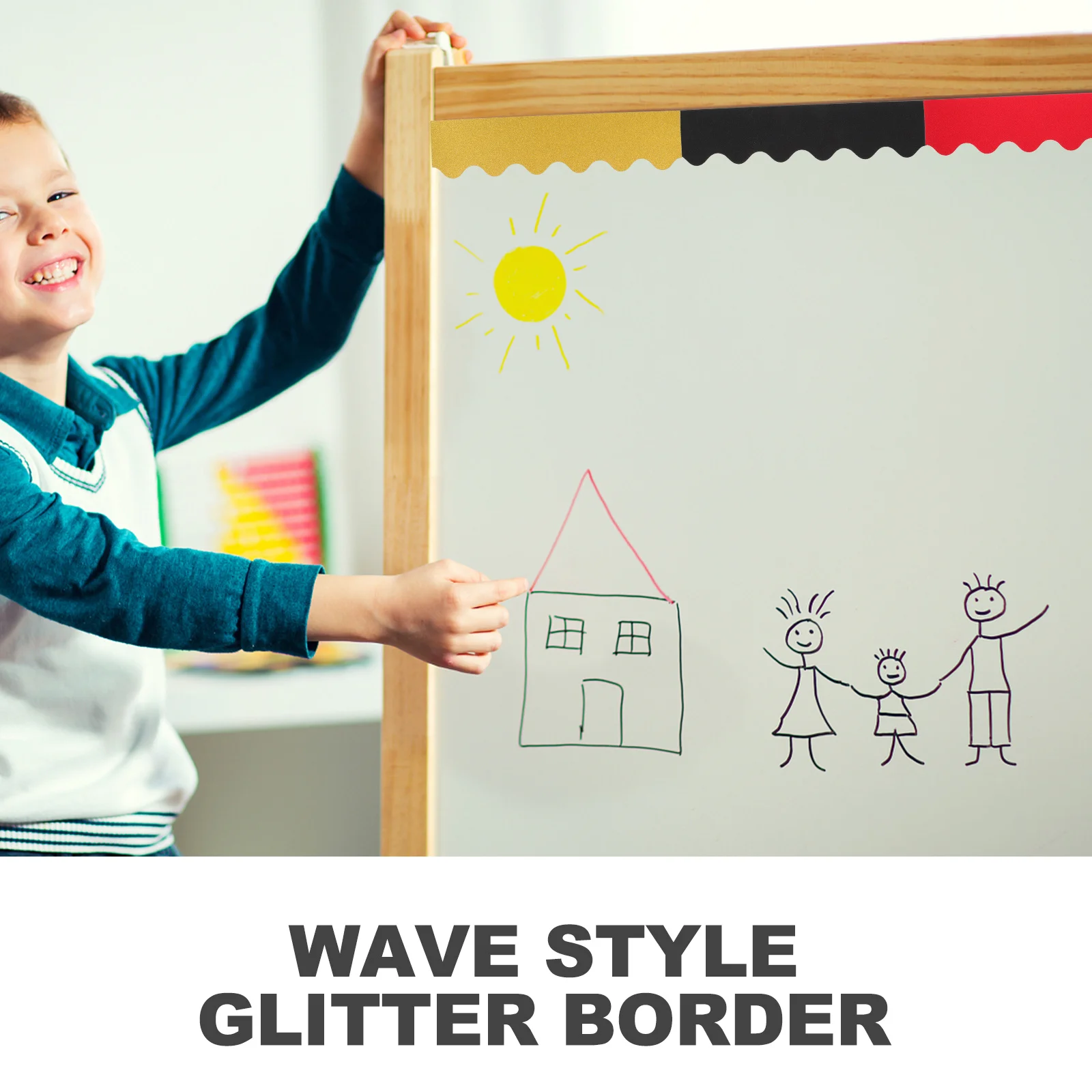 

40Pcs Wave Style Glitter Bulletin Board Borders Scalloped Border Trim Decorative Paper for Classroom Decoration