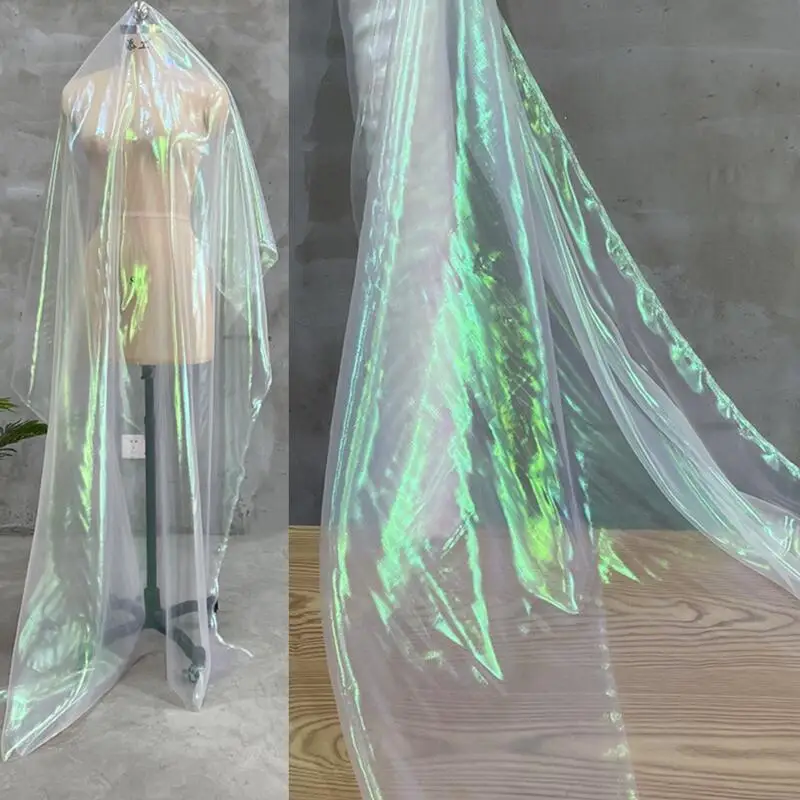 

3-метровая красочная градиентная лазерная фантомная белая сетчатая ткань из органзы, декоративная ткань