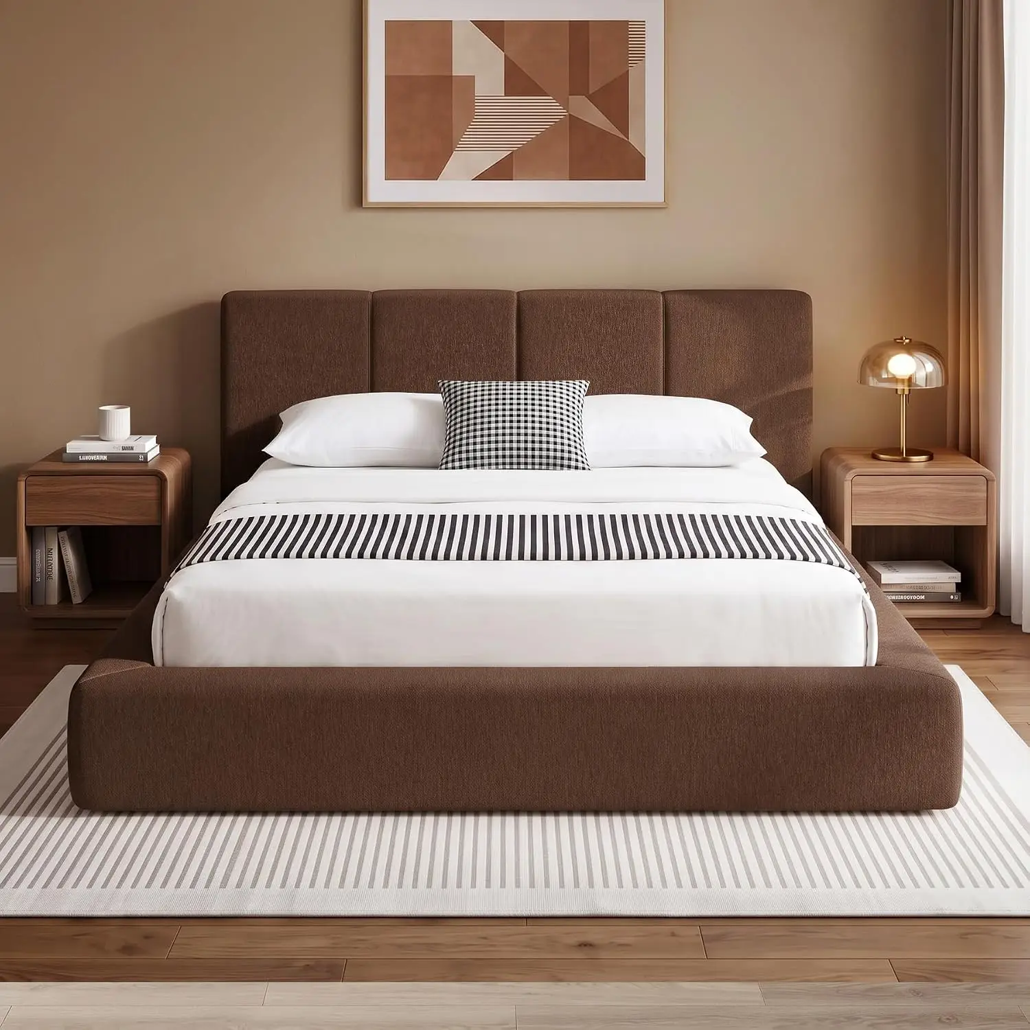 Twin Bed Frame W/ Channel Headboard, Cloud Upholstered Platform Bed Frame, Customized