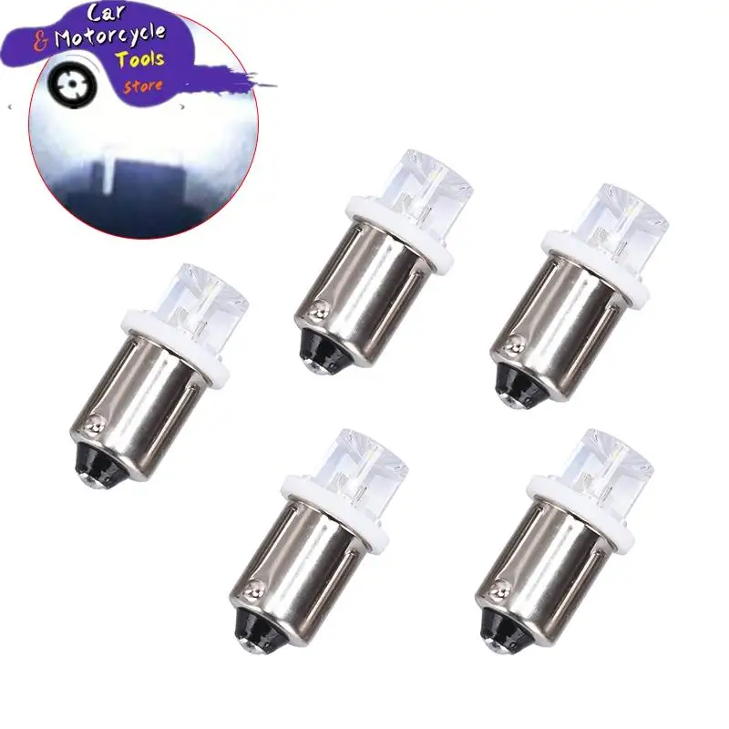 5pcs Low Power 12V 24V BA9S LED Indicator License Plate Bulb Instrument Detector Lamp white