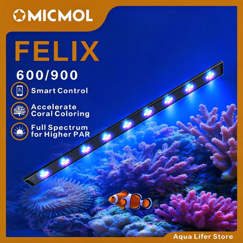 MicMol FELIX Aquarium LED Light, Full Spectrum Smart APP Control for Fresh Planted Tank & Saltwater Coral Reef Aquarium