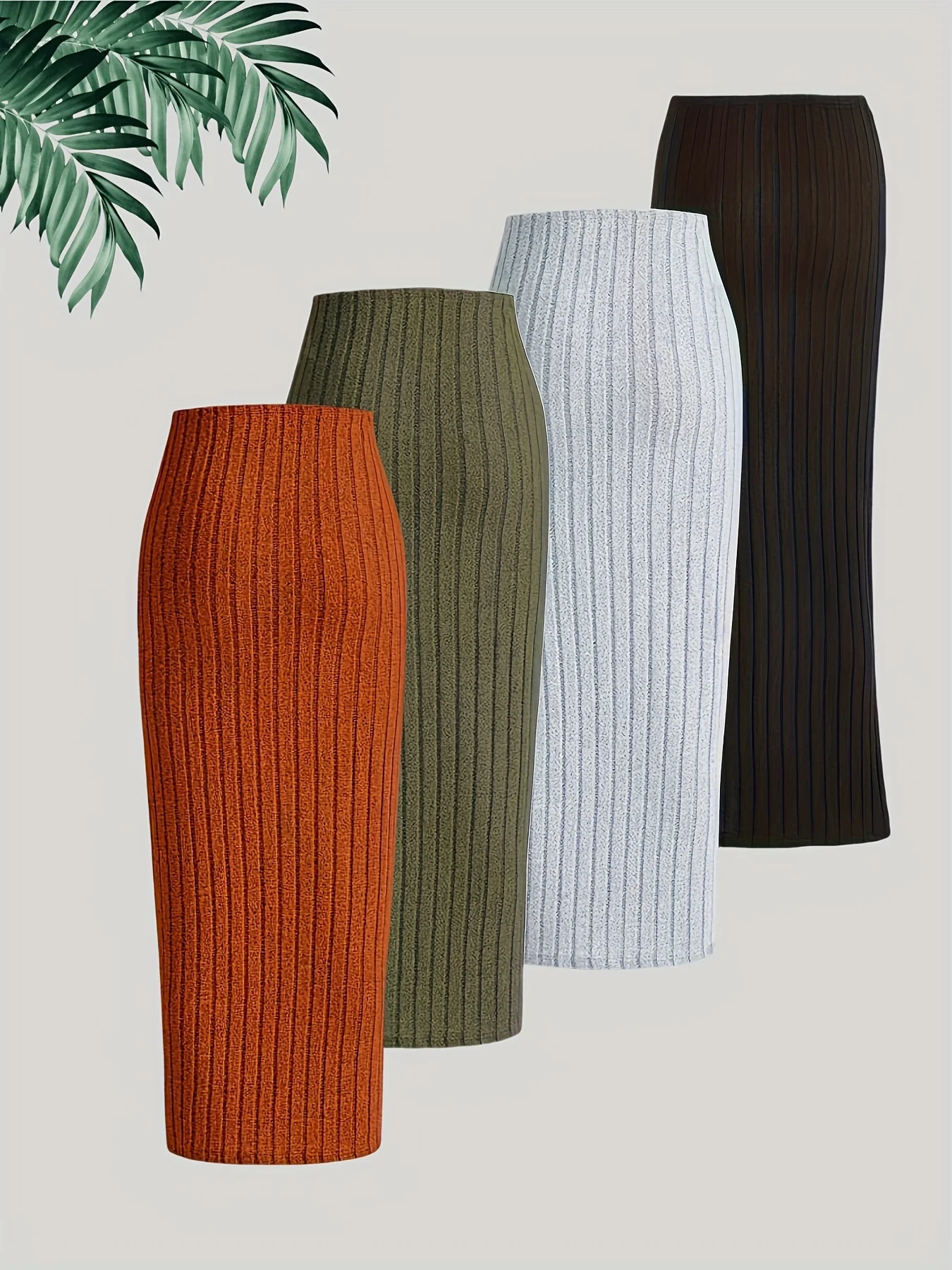 European and American Spring, Summer and Autumn Solid Color Casual Skirt Four-Piece Set