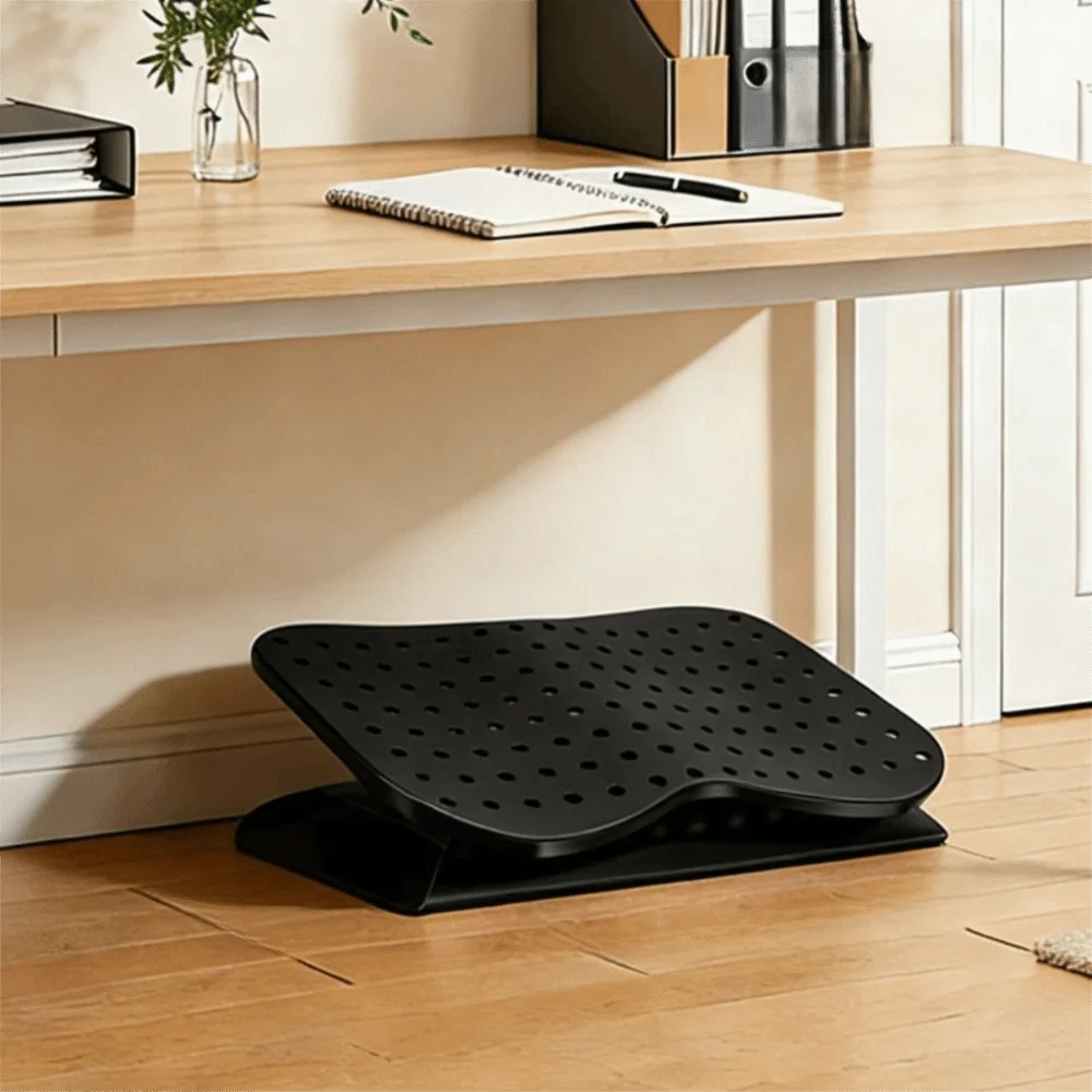 Ergonomic Under Desk Footrest Nonslip Bottom Hollow Out Office Desk Leg Rest Comfortable Breathable Adjustable Footstool