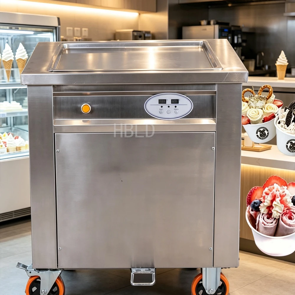 Frozen Yogurt Roll Maker, Commercial Square Pan Fried Ice Cream Machine for Street Snack Business