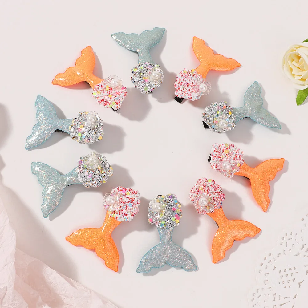 

Random Color To Send 10pcs Pearl Hair Bows Hair Clips for Girls Layers Bling Rhinestone Center Bows Hairpins Hair Accessories