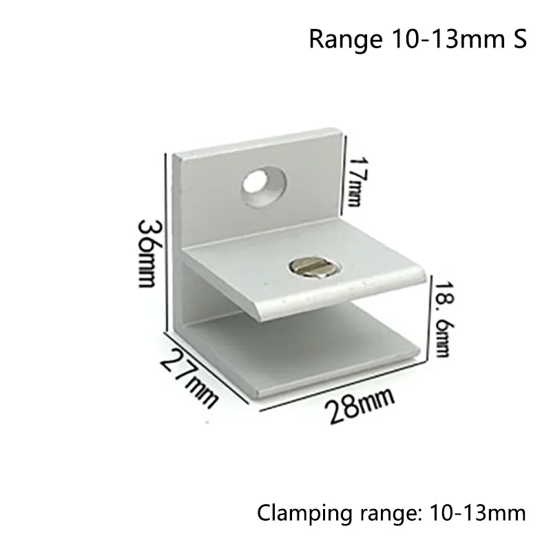 F Style Aluminum Glass Clamps Shelves Support Bracket Clips DIY Hardware for 5 to 13mm Thickness Board Glass Acrylic