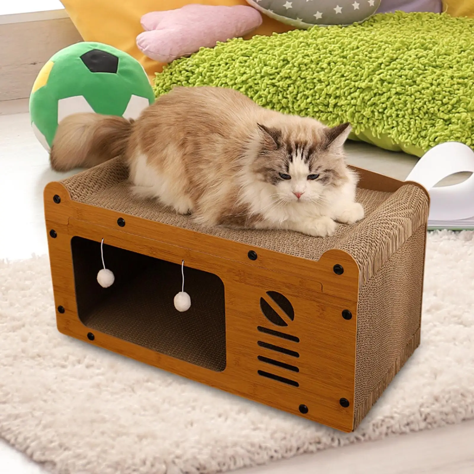 

Гофрированный дом для кошек, упражнения и игра, защита дивана, прочный шлифовальный коготь, убежище, кошачья пещера, когтеточка, кровать, когтеточка